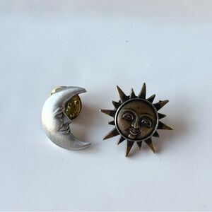 Vintage JJ Jonette Moon And Sun Brooch